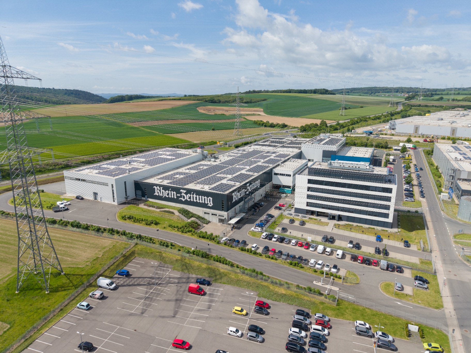 Logistik-Hub der Rhein-Zeitung in Koblenz aus der Luft
